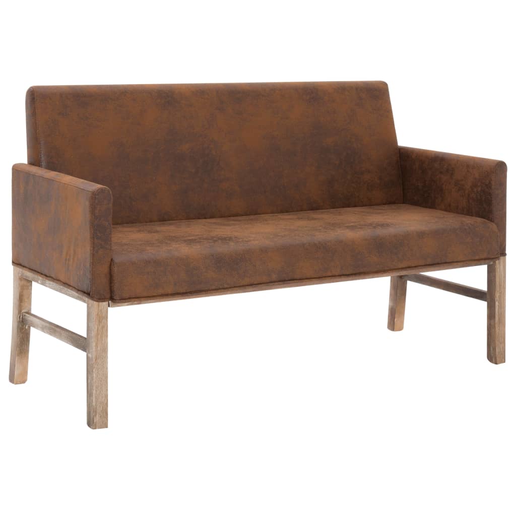 Banc avec accoudoir 140 cm Marron Similicuir daim Bancs coffres vidaXL   