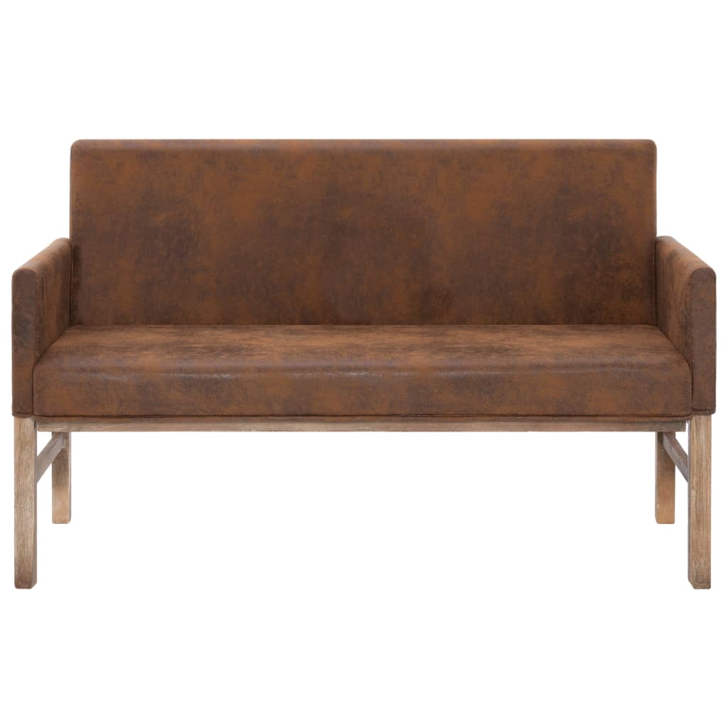 Banc avec accoudoir 140 cm Marron Similicuir daim Bancs coffres vidaXL   