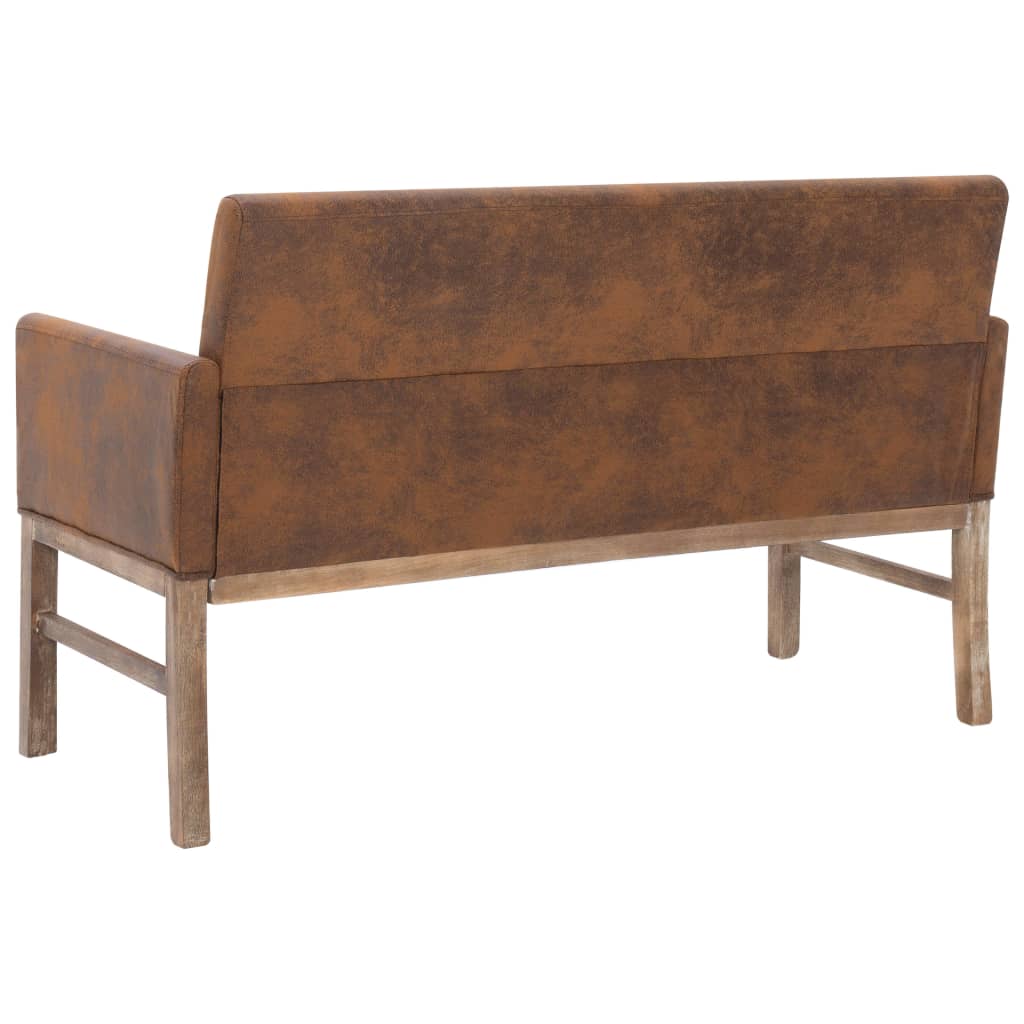 Banc avec accoudoir 140 cm Marron Similicuir daim Bancs coffres vidaXL   