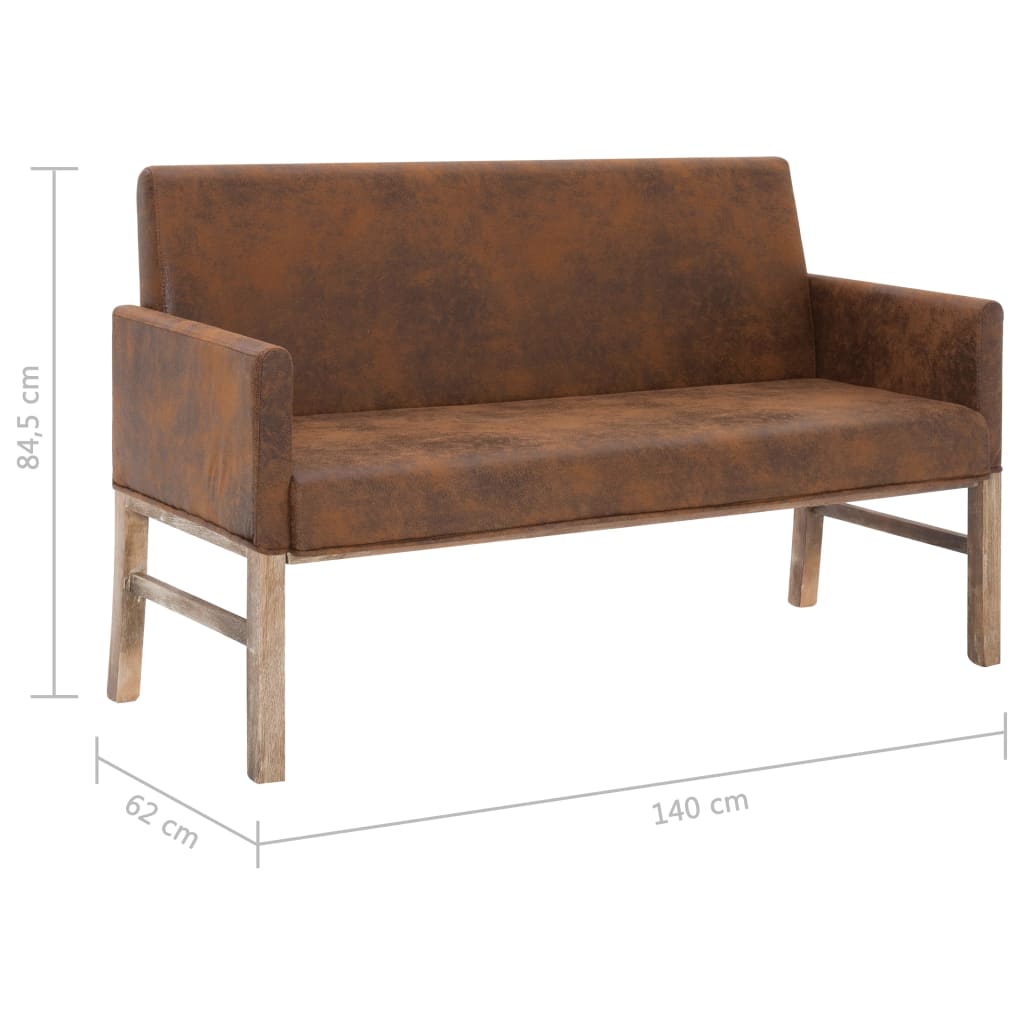 Banc avec accoudoir 140 cm Marron Similicuir daim Bancs coffres vidaXL   