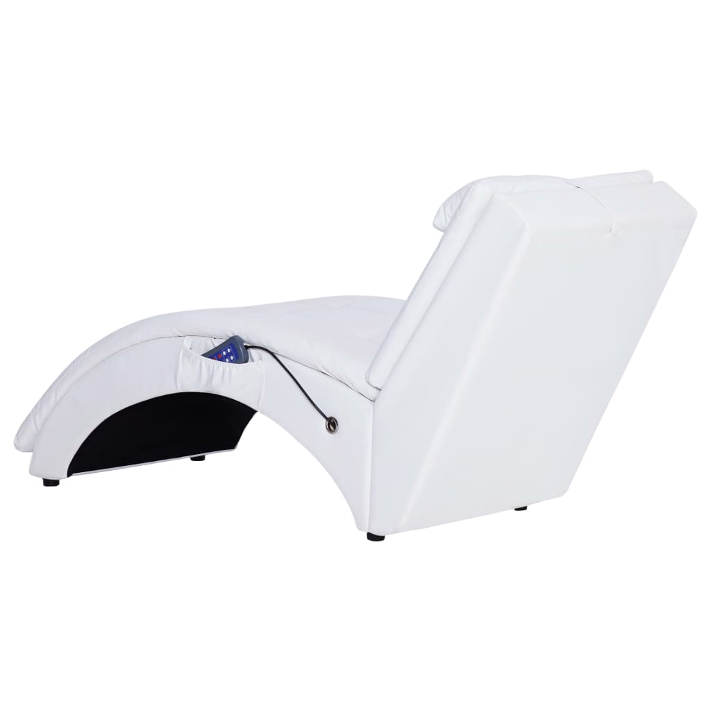 Chaise longue de massage avec oreiller Blanc Similicuir Chaises longues vidaXL   