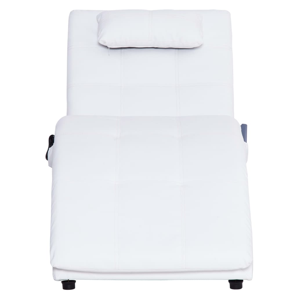 Chaise longue de massage avec oreiller Blanc Similicuir Chaises longues vidaXL   