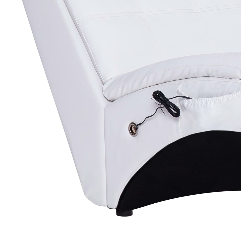 Chaise longue de massage avec oreiller Blanc Similicuir Chaises longues vidaXL   