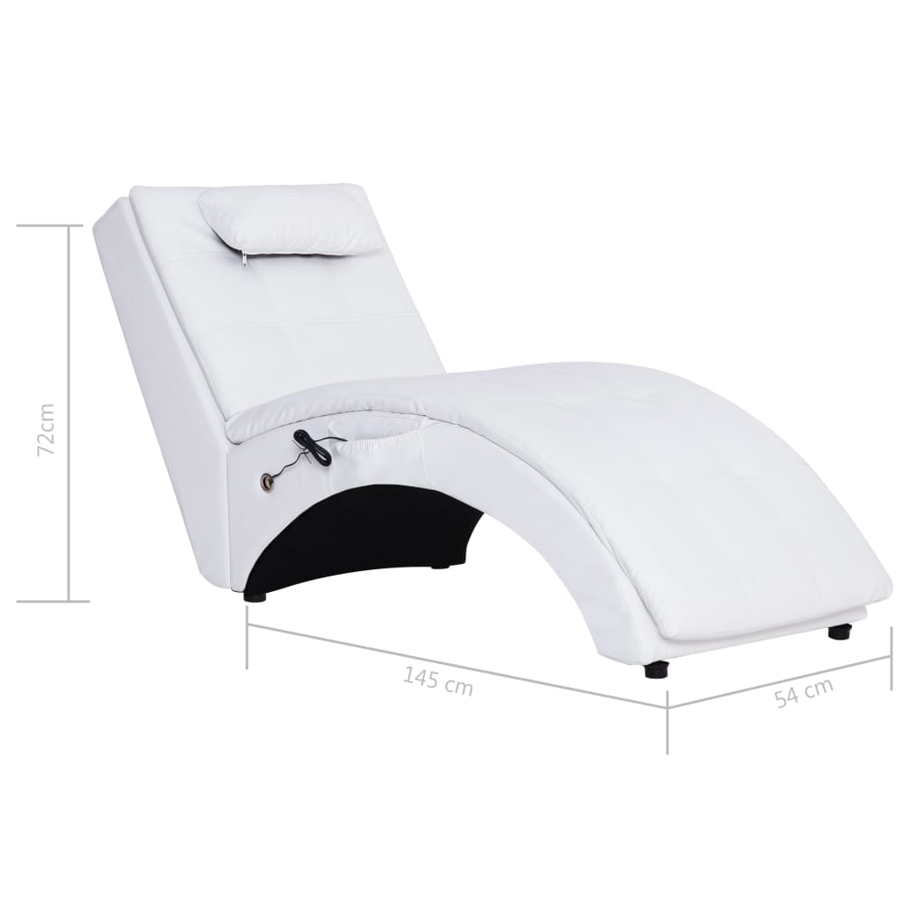 Chaise longue de massage avec oreiller Blanc Similicuir Chaises longues vidaXL   