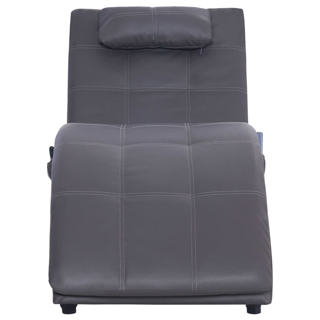 Chaise longue de massage avec oreiller Gris Similicuir Chaises longues vidaXL   