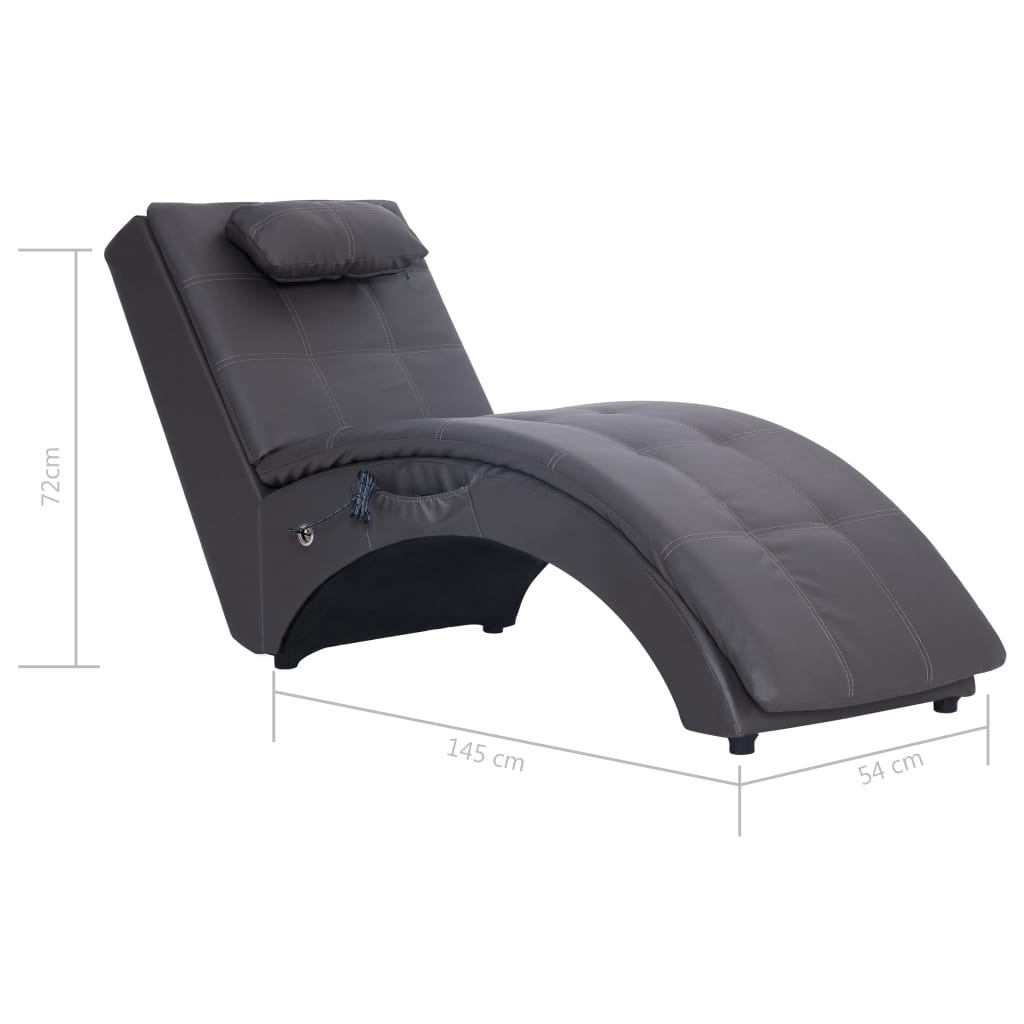 Chaise longue de massage avec oreiller Gris Similicuir Chaises longues vidaXL   