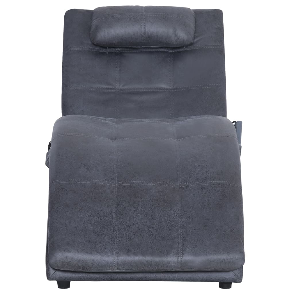 Chaise longue de massage avec oreiller Gris Similicuir daim Chaises longues vidaXL   