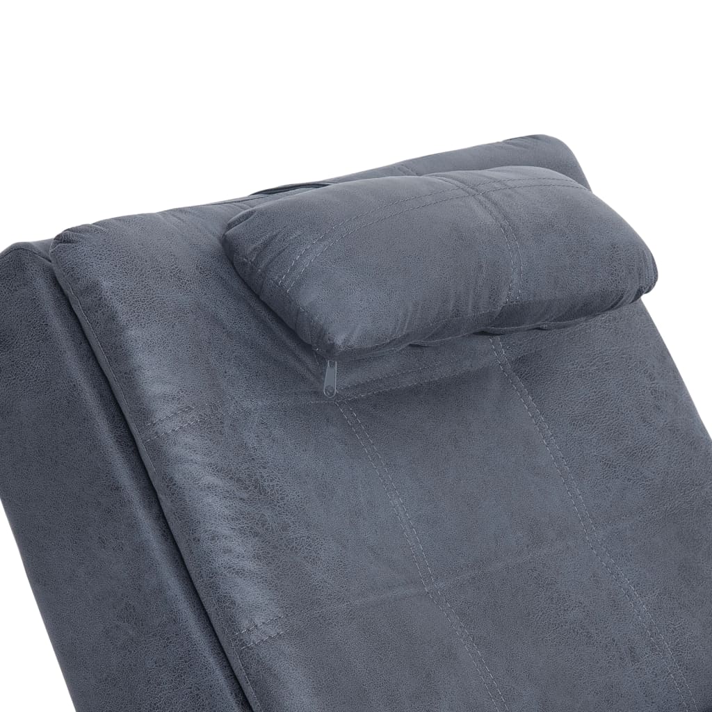 Chaise longue de massage avec oreiller Gris Similicuir daim Chaises longues vidaXL   