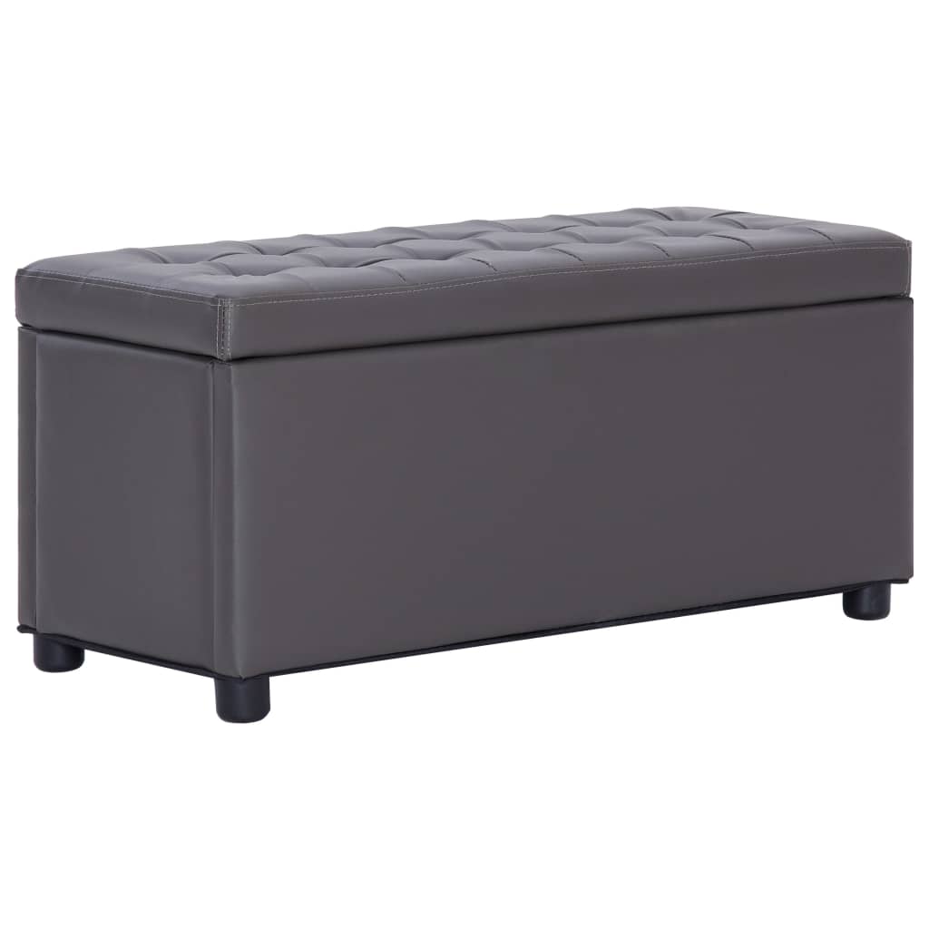 Pouf de rangement 87,5 cm Gris Similicuir Bancs coffres vidaXL   