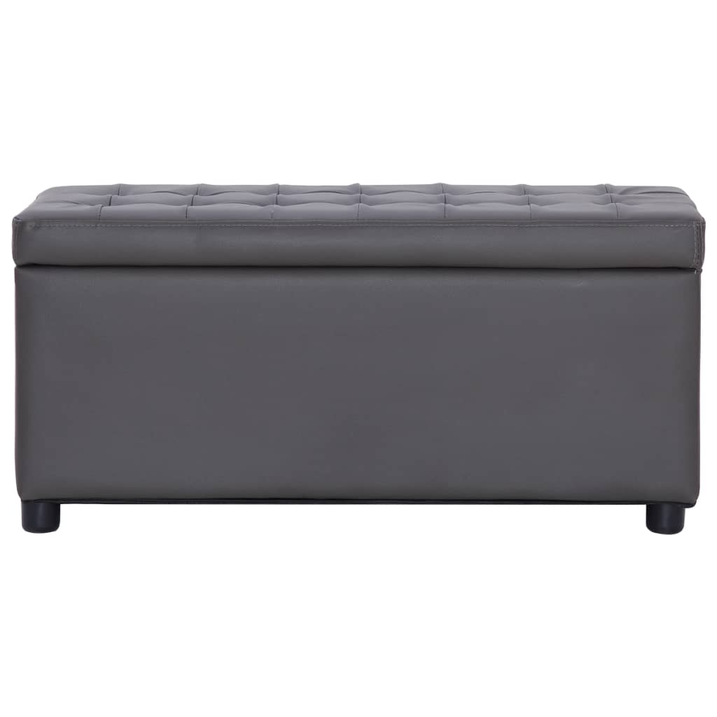 Pouf de rangement 87,5 cm Gris Similicuir Bancs coffres vidaXL   