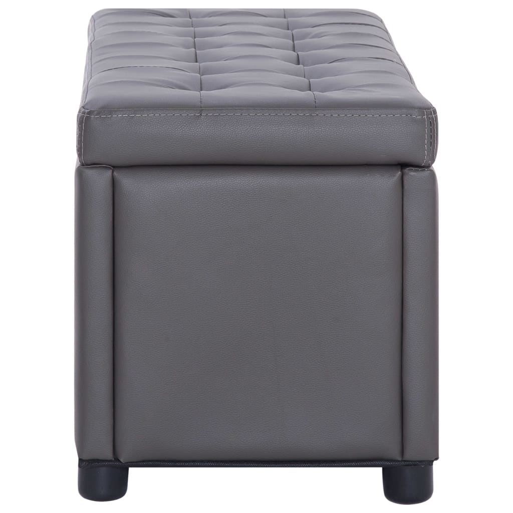 Pouf de rangement 87,5 cm Gris Similicuir Bancs coffres vidaXL   