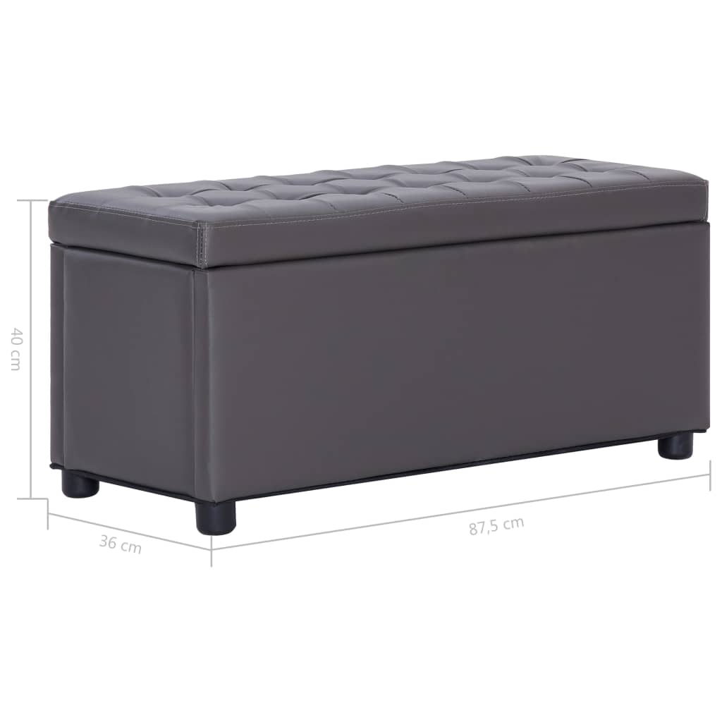 Pouf de rangement 87,5 cm Gris Similicuir Bancs coffres vidaXL   