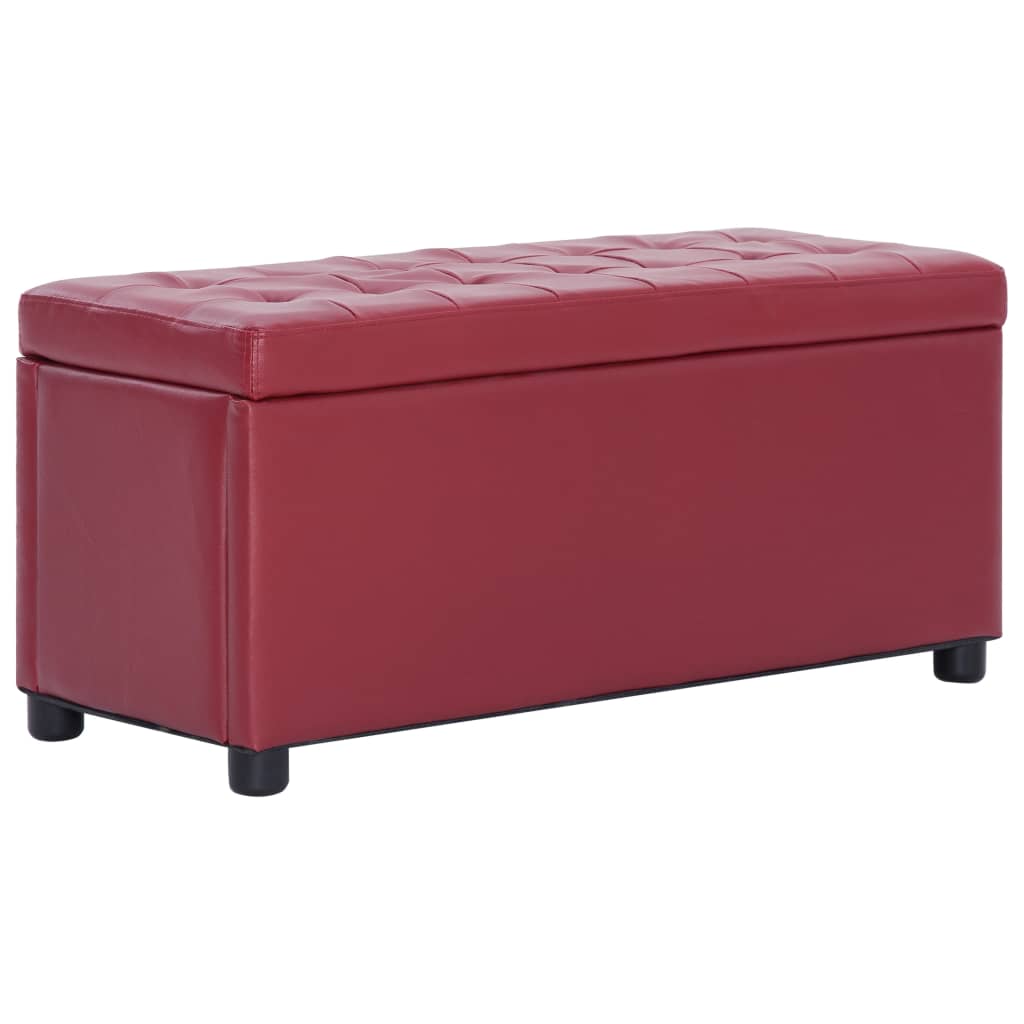 Pouf de rangement 87,5 cm Rouge bordeaux Similicuir Bancs coffres vidaXL   