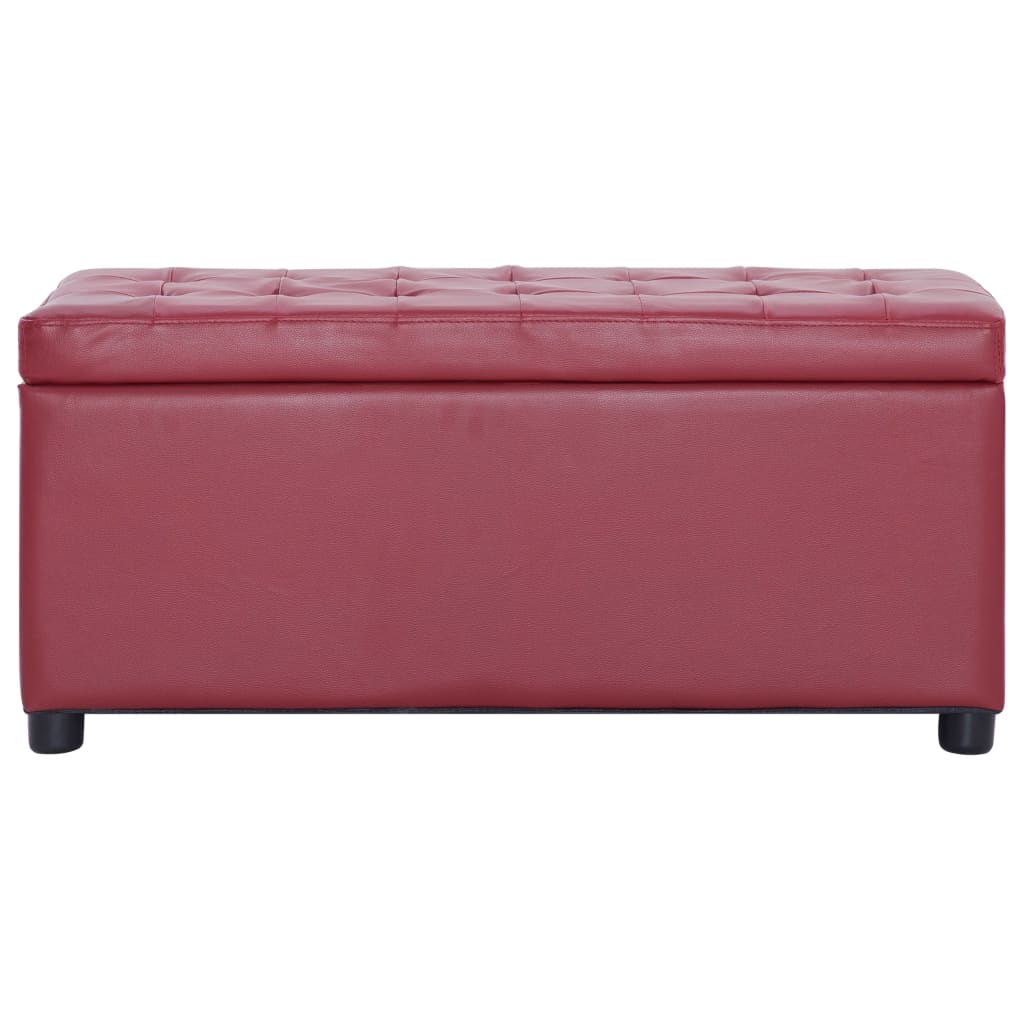 Pouf de rangement 87,5 cm Rouge bordeaux Similicuir Bancs coffres vidaXL   