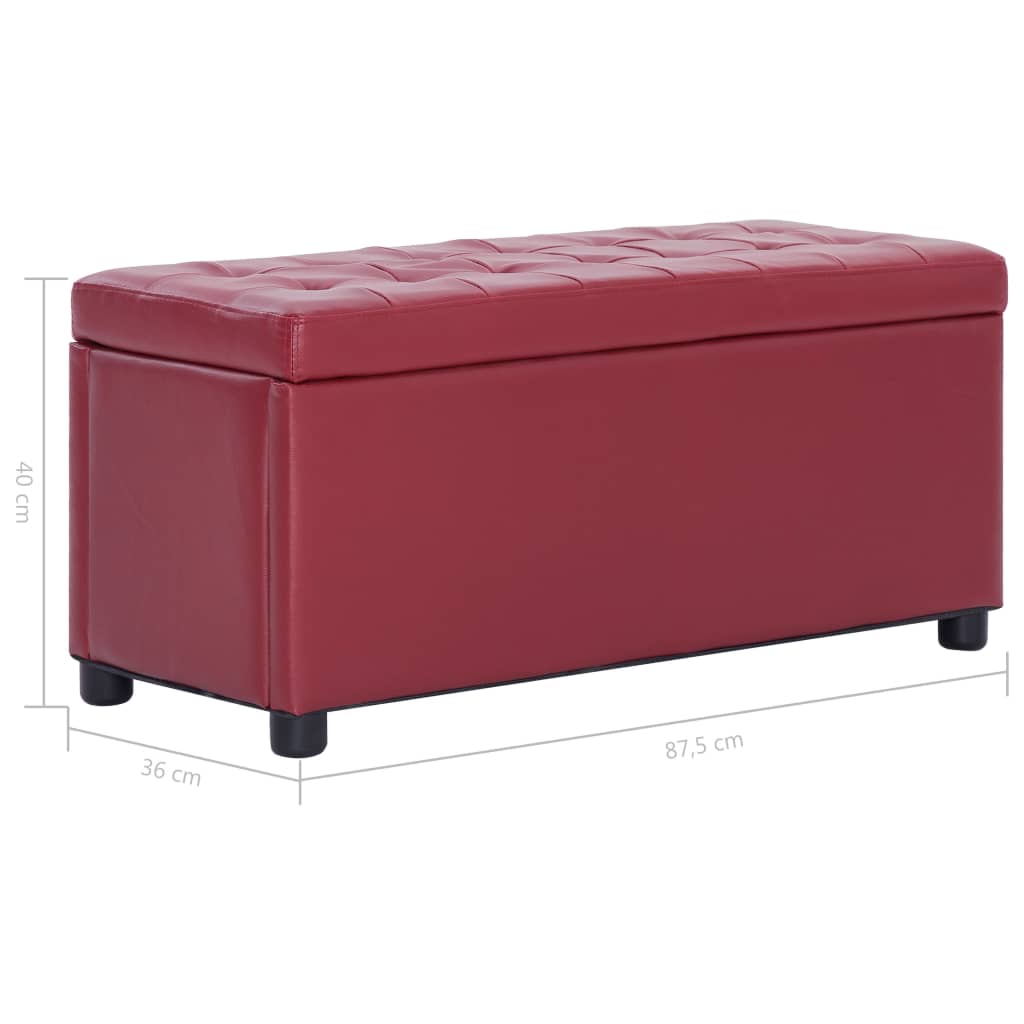 Pouf de rangement 87,5 cm Rouge bordeaux Similicuir Bancs coffres vidaXL   