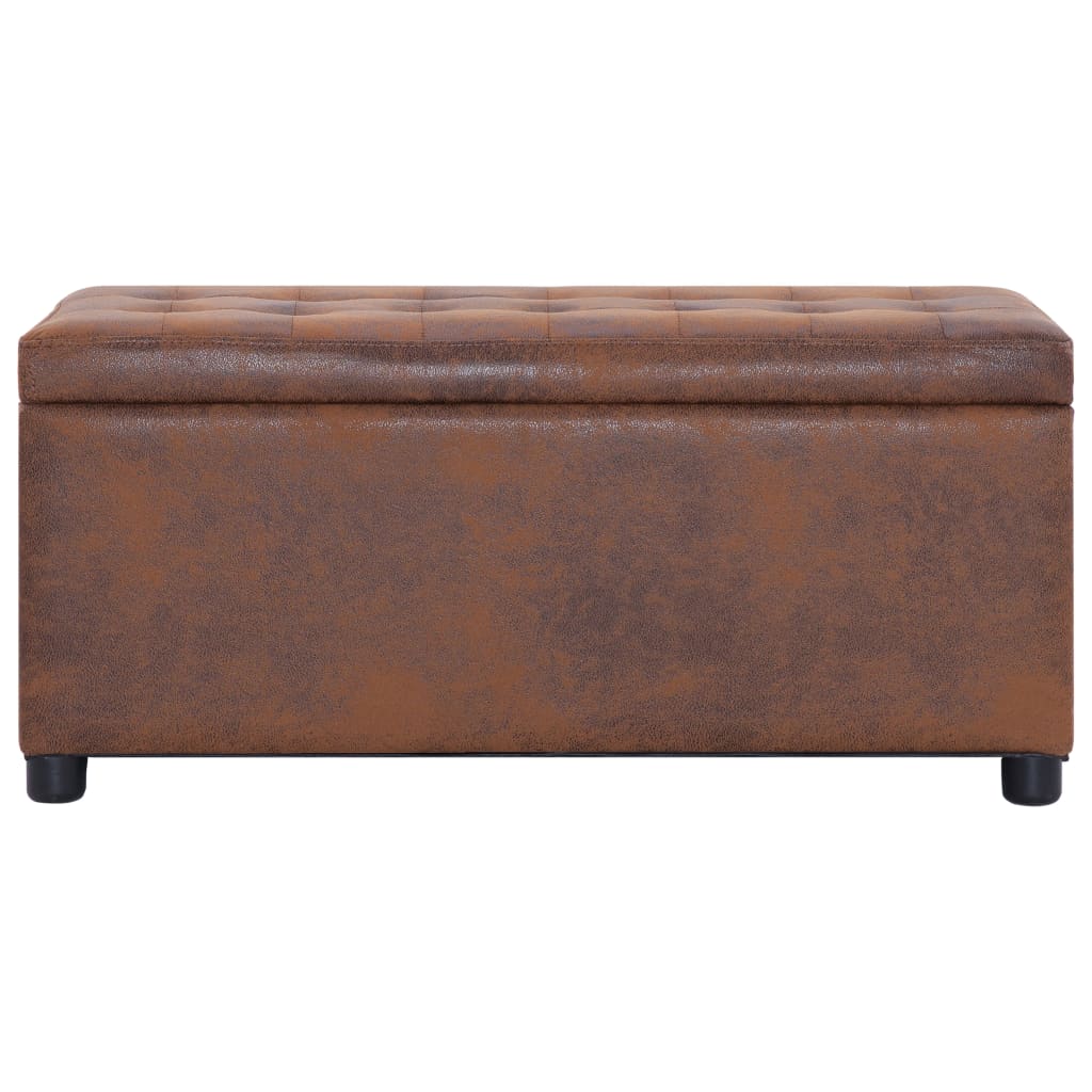 Pouf de rangement 87,5 cm Marron Similicuir daim Bancs coffres vidaXL   