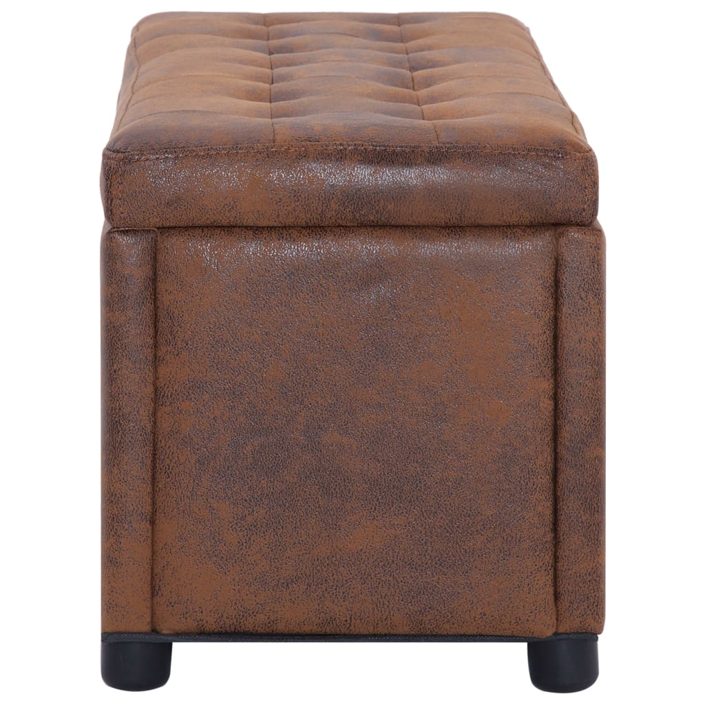 Pouf de rangement 87,5 cm Marron Similicuir daim Bancs coffres vidaXL   