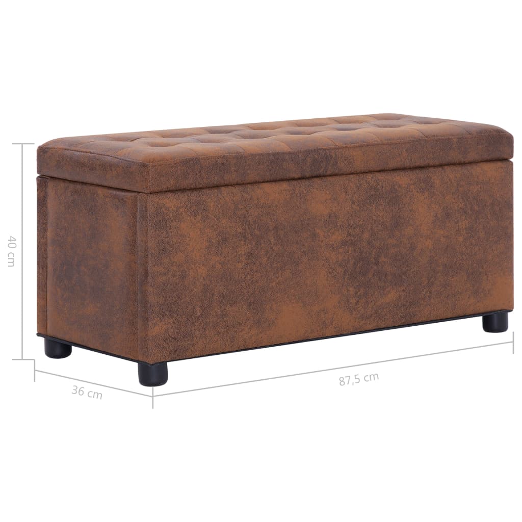 Pouf de rangement 87,5 cm Marron Similicuir daim Bancs coffres vidaXL   