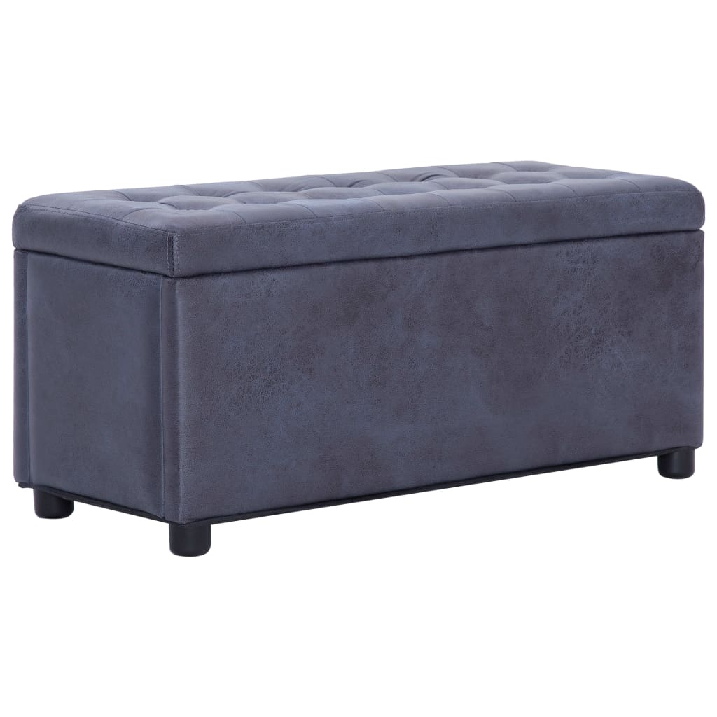 Pouf de rangement 87,5 cm Gris Similicuir daim Bancs coffres vidaXL   