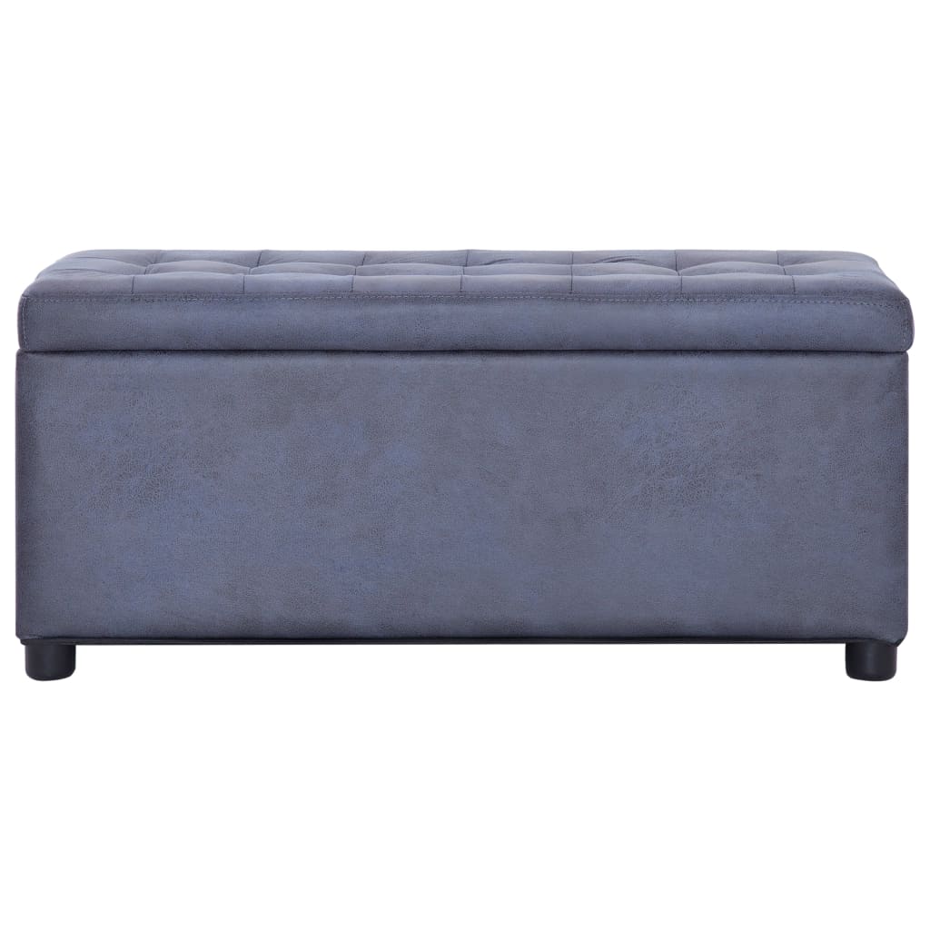 Pouf de rangement 87,5 cm Gris Similicuir daim Bancs coffres vidaXL   