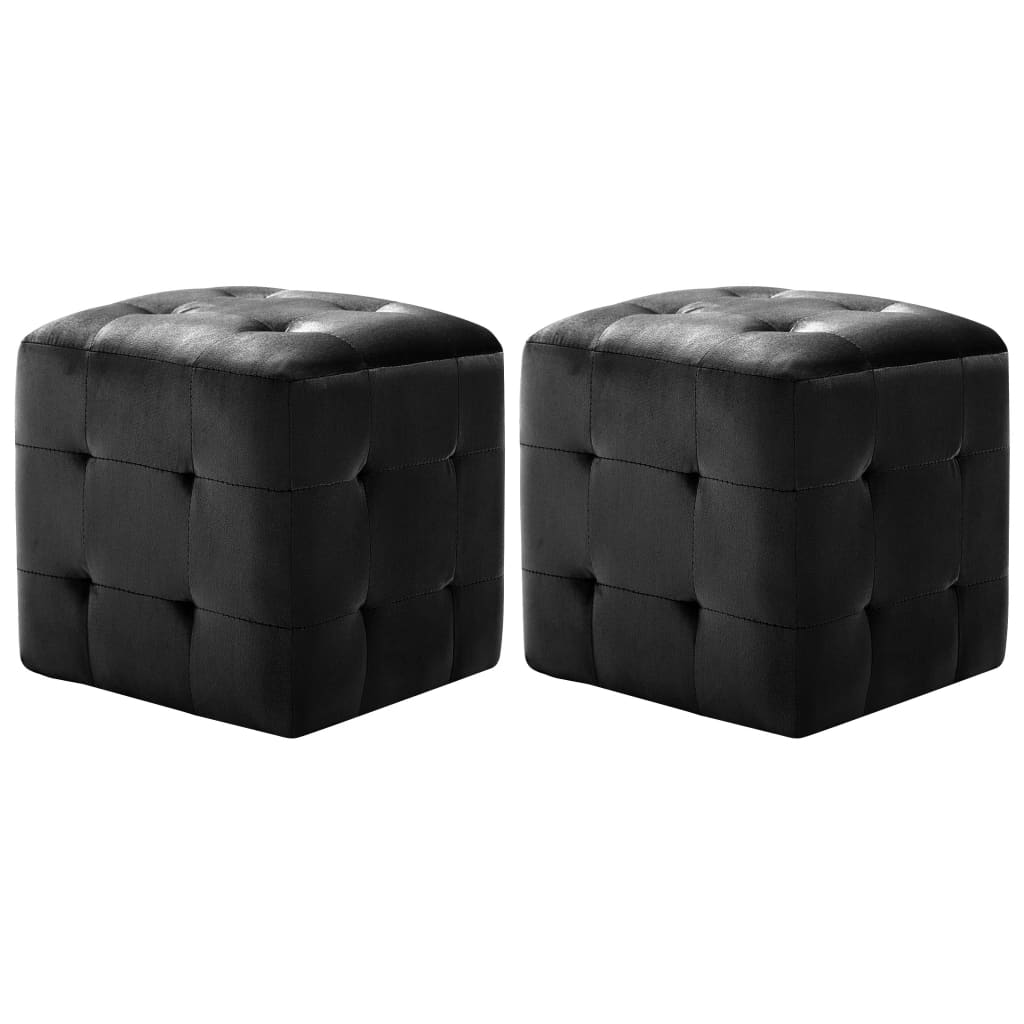 2 pcs Tables de chevet Noir 30x30x30 cm Tissu velours Tables de chevet vidaXL   