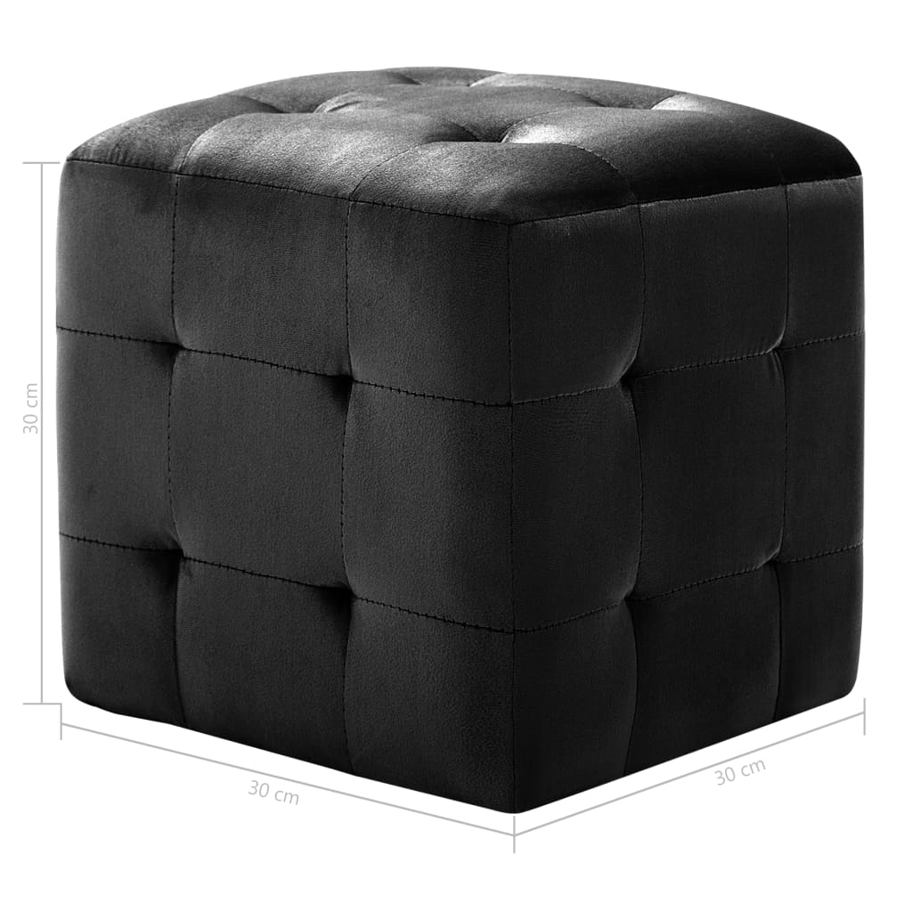 2 pcs Tables de chevet Noir 30x30x30 cm Tissu velours - Xios Store SNC