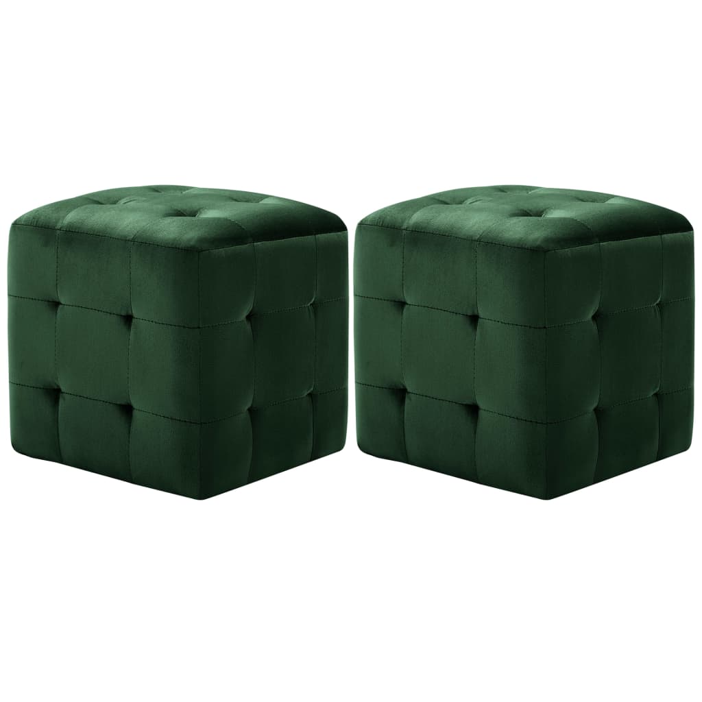 2 pcs Tables de chevet Vert 30x30x30 cm Tissu velours Tables de chevet vidaXL   