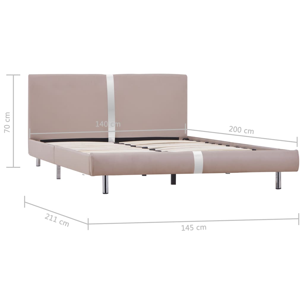 Cadre de lit Cappuccino Similicuir 140 x 200 cm Lits & cadres de lit vidaXL   