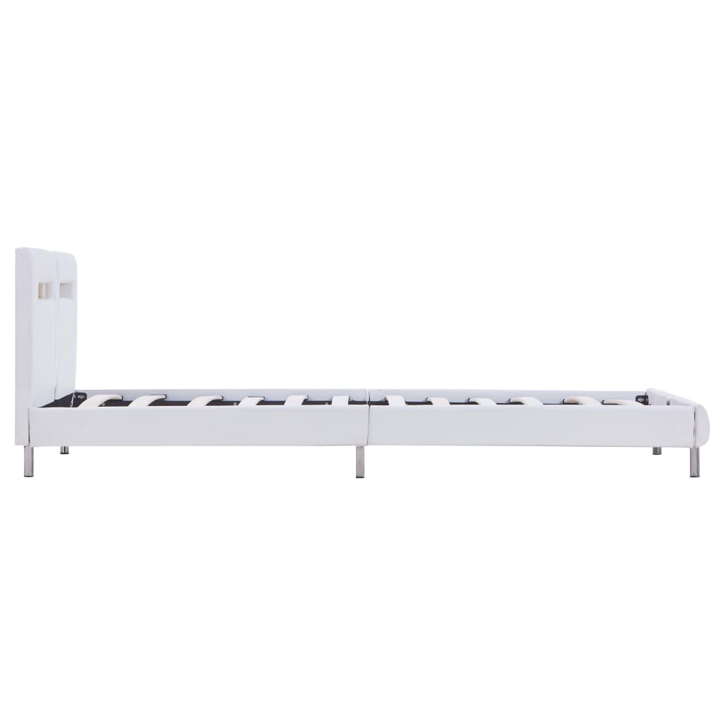 Cadre de lit avec LED Blanc Similicuir 90 x 200 cm Lits & cadres de lit vidaXL   