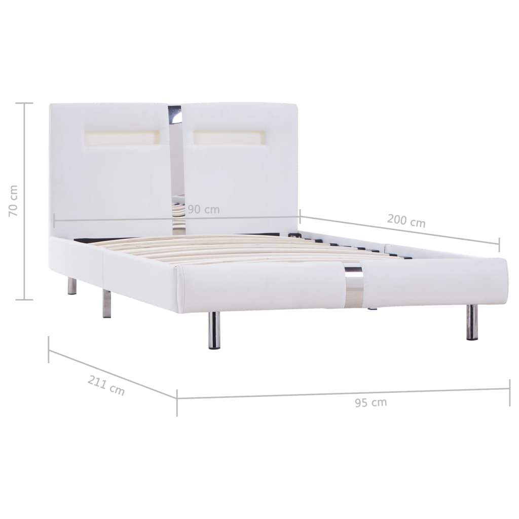 Cadre de lit avec LED Blanc Similicuir 90 x 200 cm Lits & cadres de lit vidaXL   