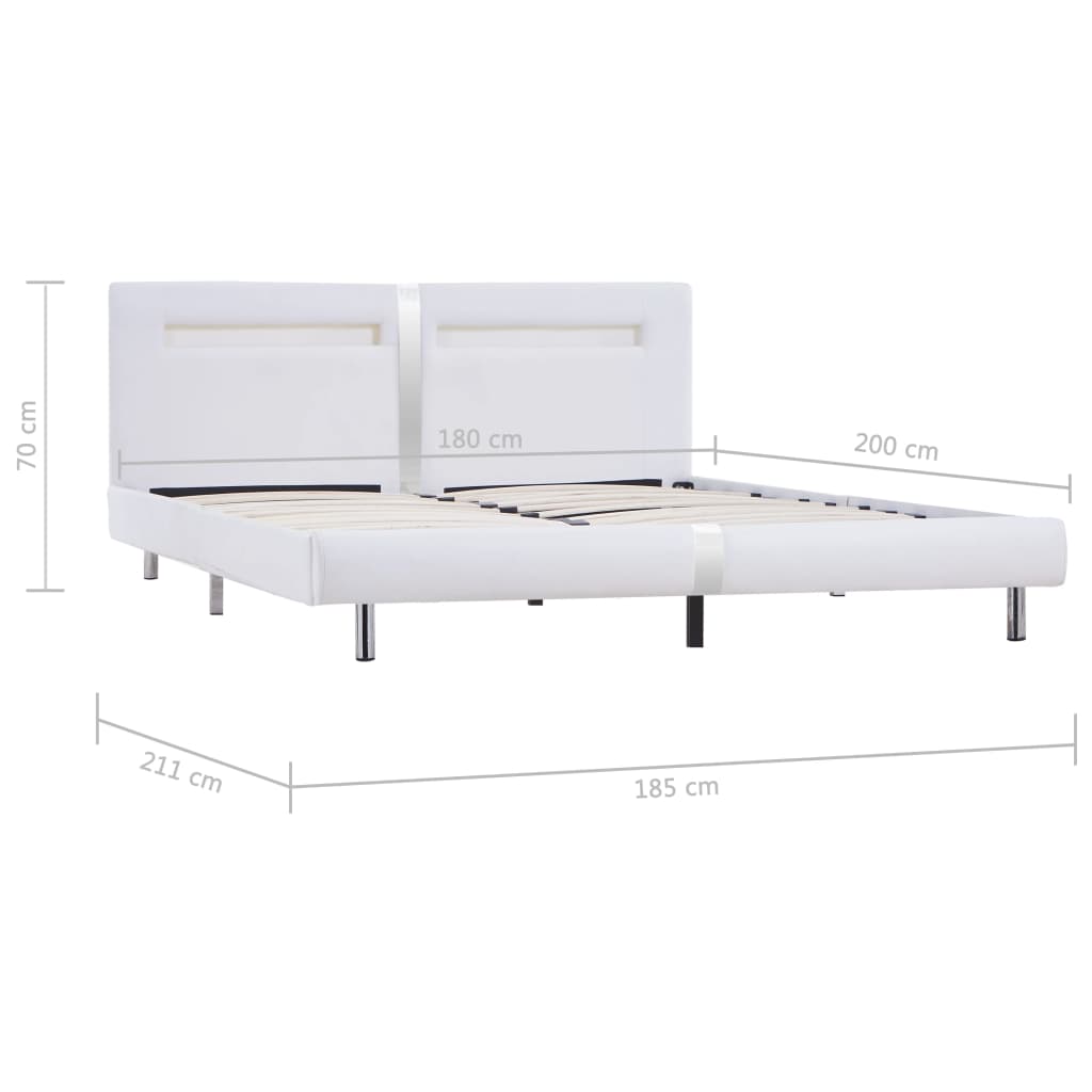 Cadre de lit avec LED Blanc Similicuir 180 x 200 cm Lits & cadres de lit vidaXL   