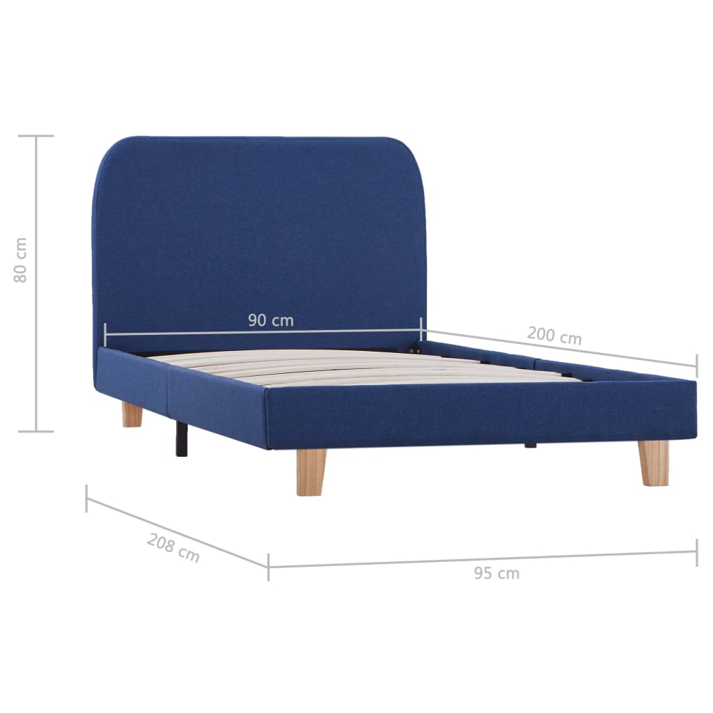 Cadre de lit Bleu Tissu 90 x 200 cm Lits & cadres de lit vidaXL   