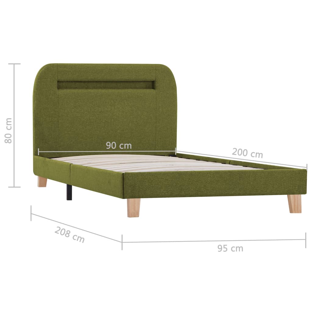 Cadre de lit avec LED Vert Tissu 90 x 200 cm Lits & cadres de lit vidaXL   