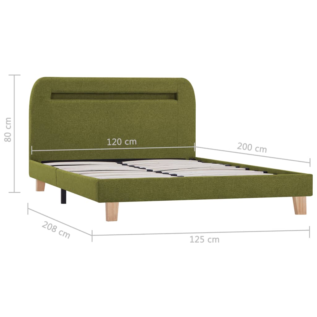 Cadre de lit avec LED Vert Tissu 120 x 200 cm Lits & cadres de lit vidaXL   