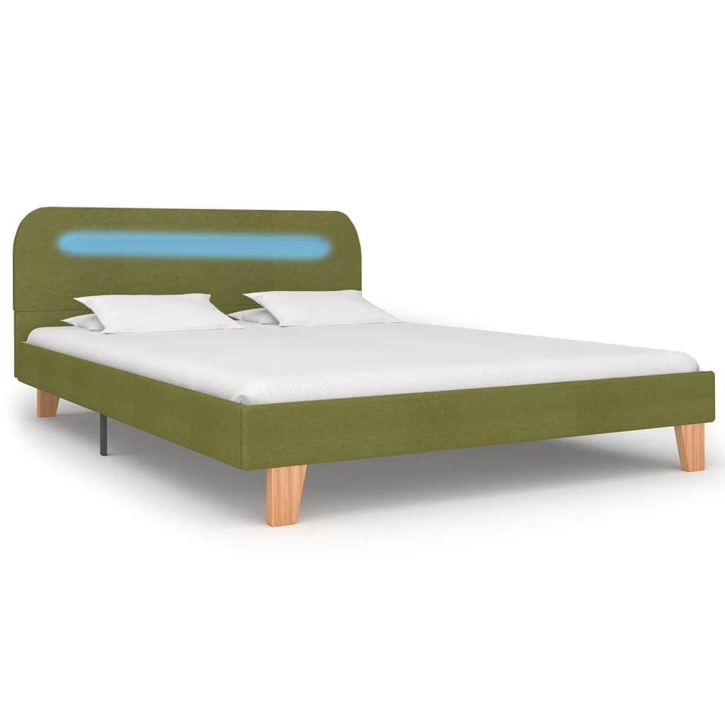 Cadre de lit avec LED Vert Tissu 140 x 200 cm Lits & cadres de lit vidaXL   