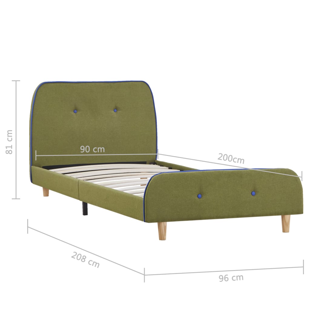 Cadre de lit Vert Tissu 90 x 200 cm Lits & cadres de lit vidaXL   