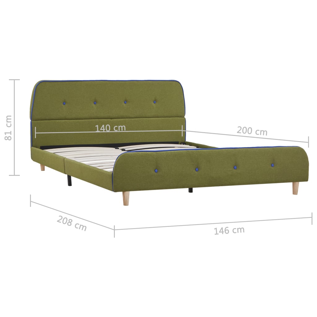 Cadre de lit Vert Tissu 140 x 200 cm Lits & cadres de lit vidaXL   