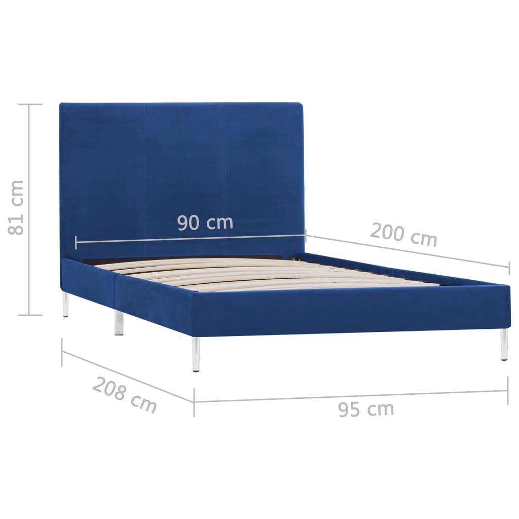 Cadre de lit Bleu Tissu 90 x 200 cm Lits & cadres de lit vidaXL   