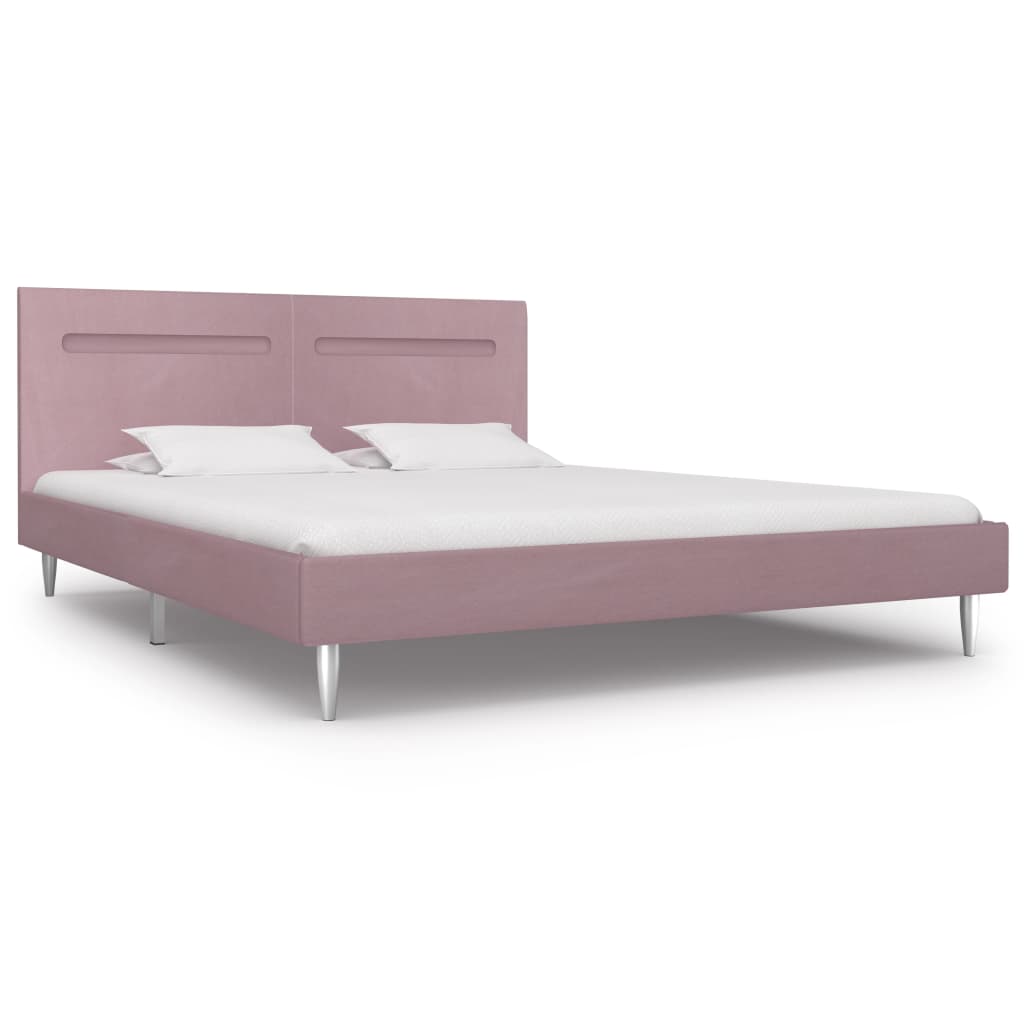 Cadre de lit avec LED Rose Tissu 180 x 200 cm Lits & cadres de lit vidaXL   