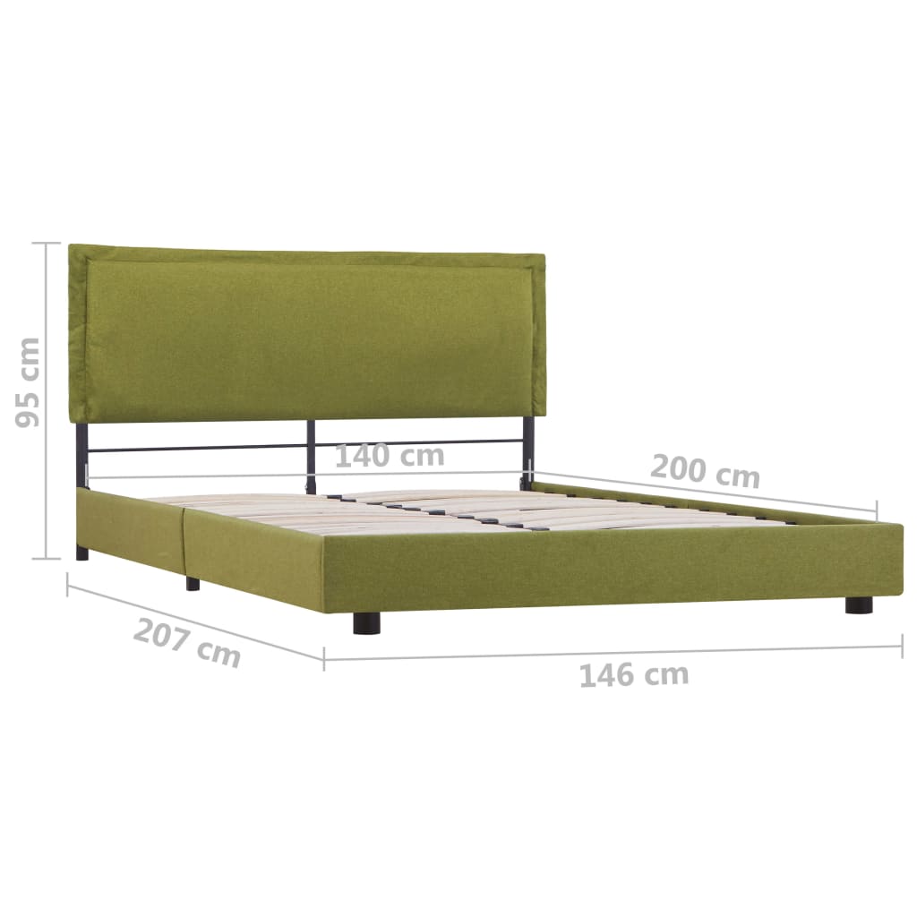 Cadre de lit Vert Tissu 140 x 200 cm Lits & cadres de lit vidaXL   