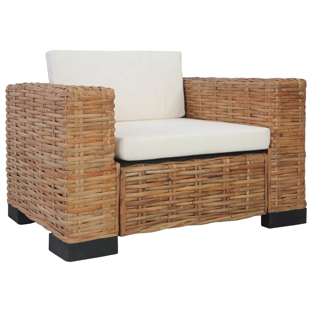 Fauteuil avec coussins Rotin naturel Fauteuils vidaXL   