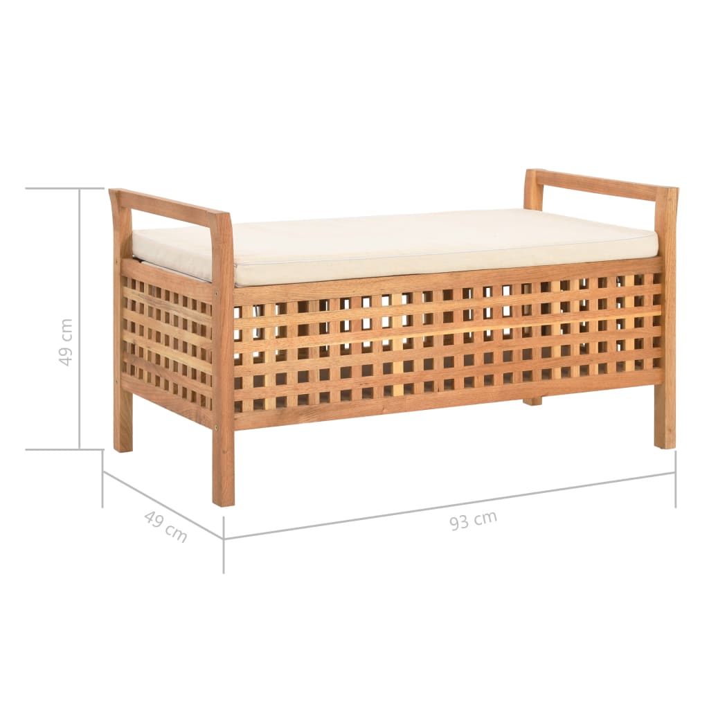 Banc de rangement 93x49x49 cm Bois de noyer massif Bancs coffres vidaXL   