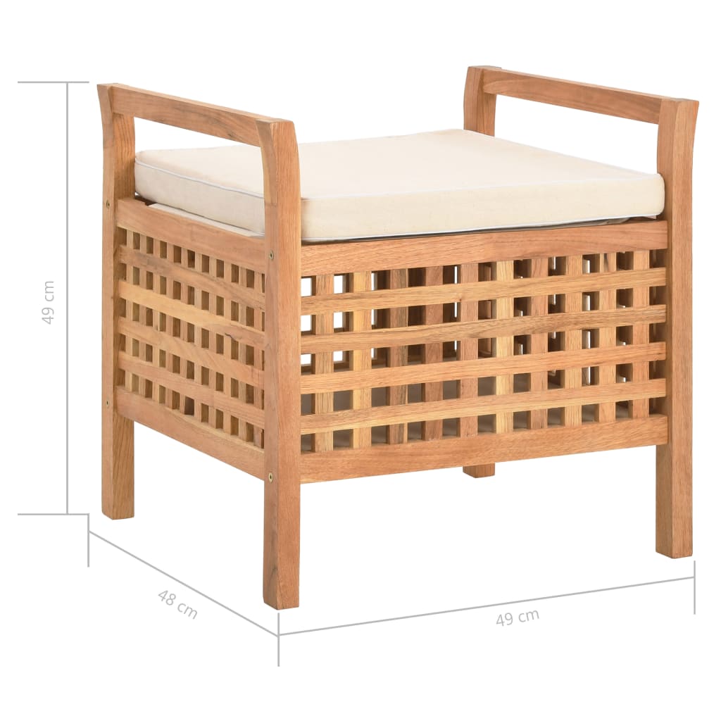 Banc de rangement 49x48x49 cm Bois de noyer massif Bancs coffres vidaXL   