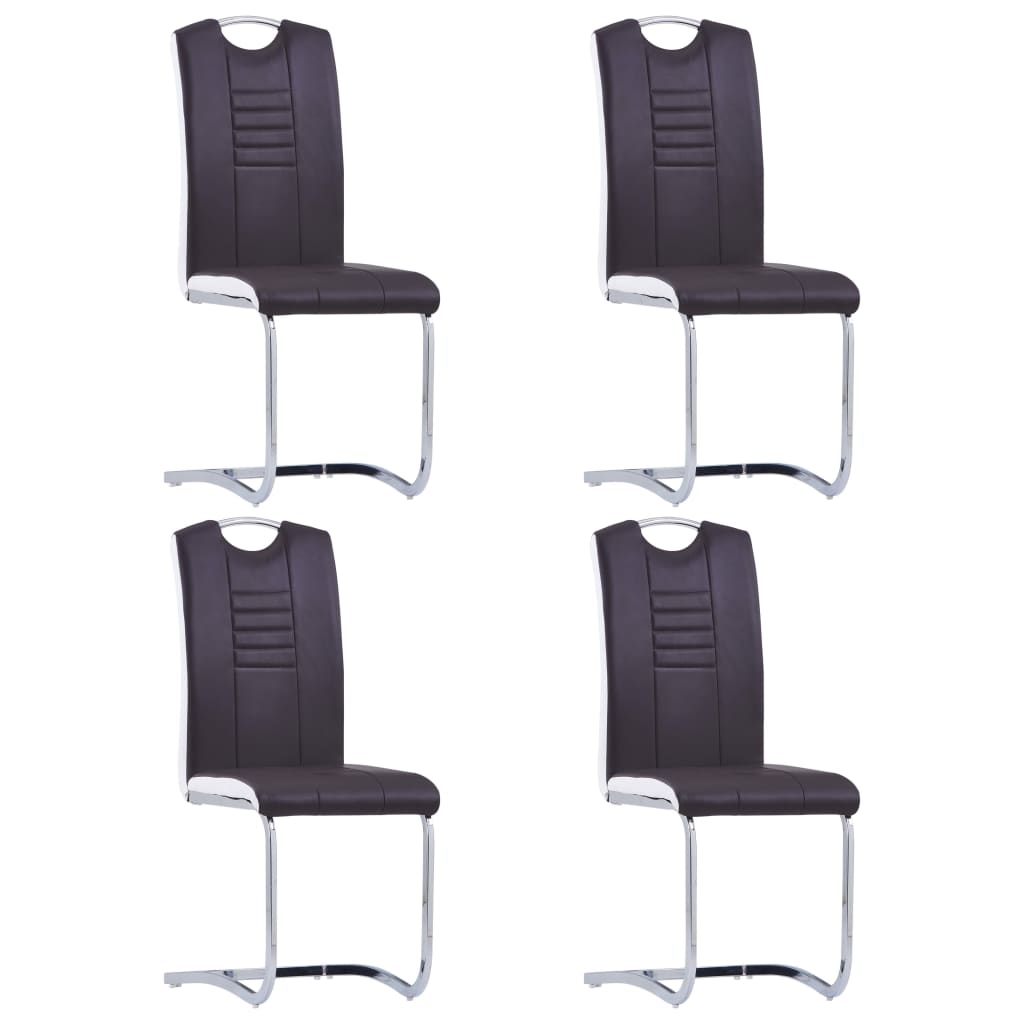 Chaises à manger cantilever lot de 4 marron similicuir Chaises de cuisine vidaXL   