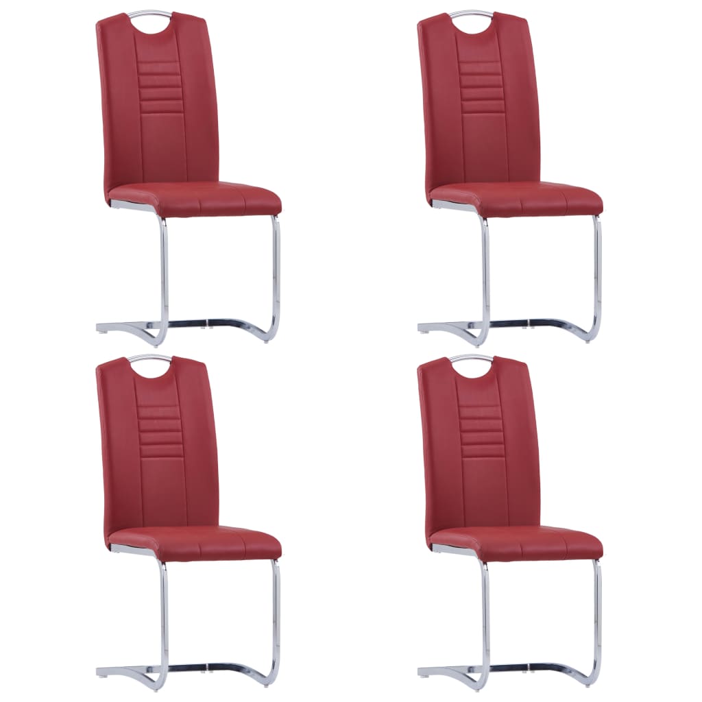 Chaises à manger cantilever lot de 4 rouge similicuir Chaises de cuisine vidaXL   