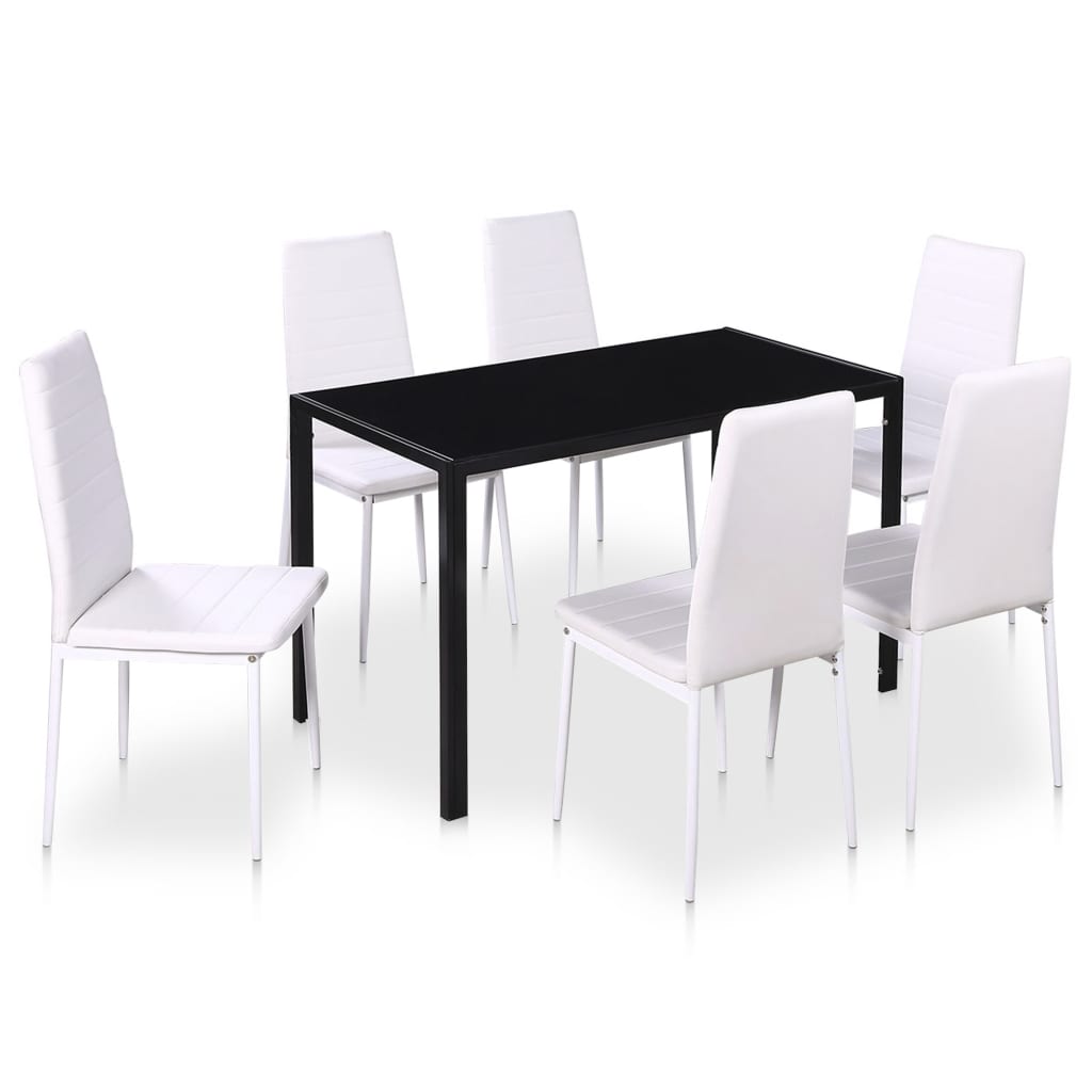 Ensemble de table à manger 7 pcs noir et blanc Meubles de salle à manger vidaXL   