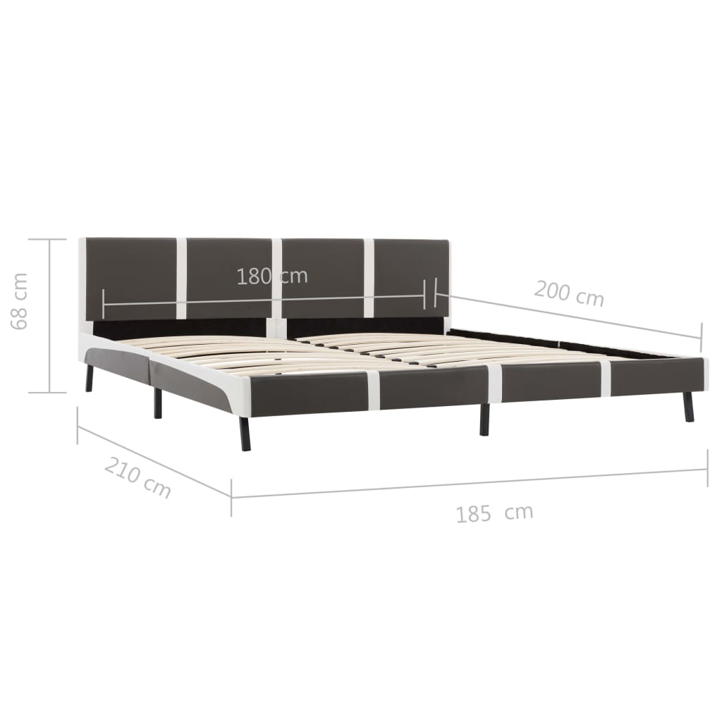 Cadre de lit Gris et blanc Similicuir 180 x 200 cm Lits & cadres de lit vidaXL   