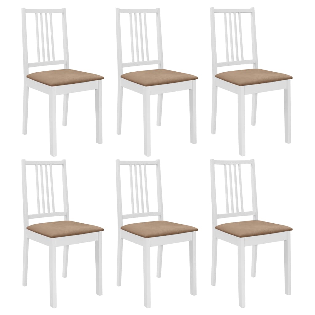 Chaises à manger avec coussins lot de 6 blanc bois solide Chaises de cuisine vidaXL   