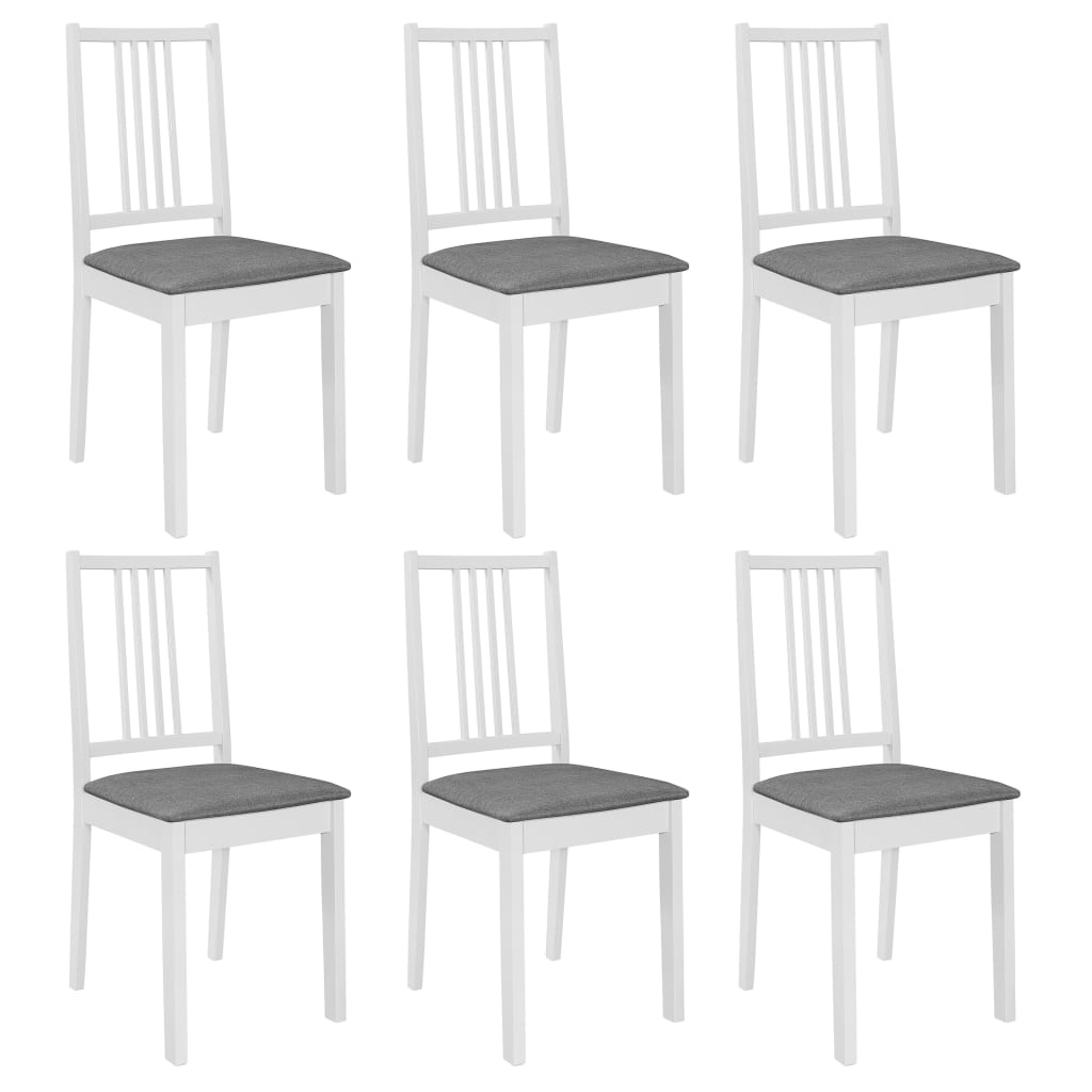 Chaises à manger avec coussins lot de 6 blanc bois solide Chaises de cuisine vidaXL   