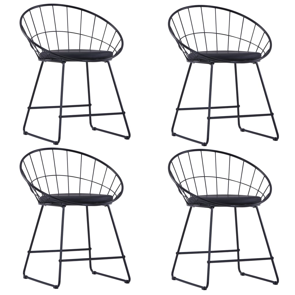 Chaises à manger similicuir lot de 4 noir acier Chaises de cuisine vidaXL   